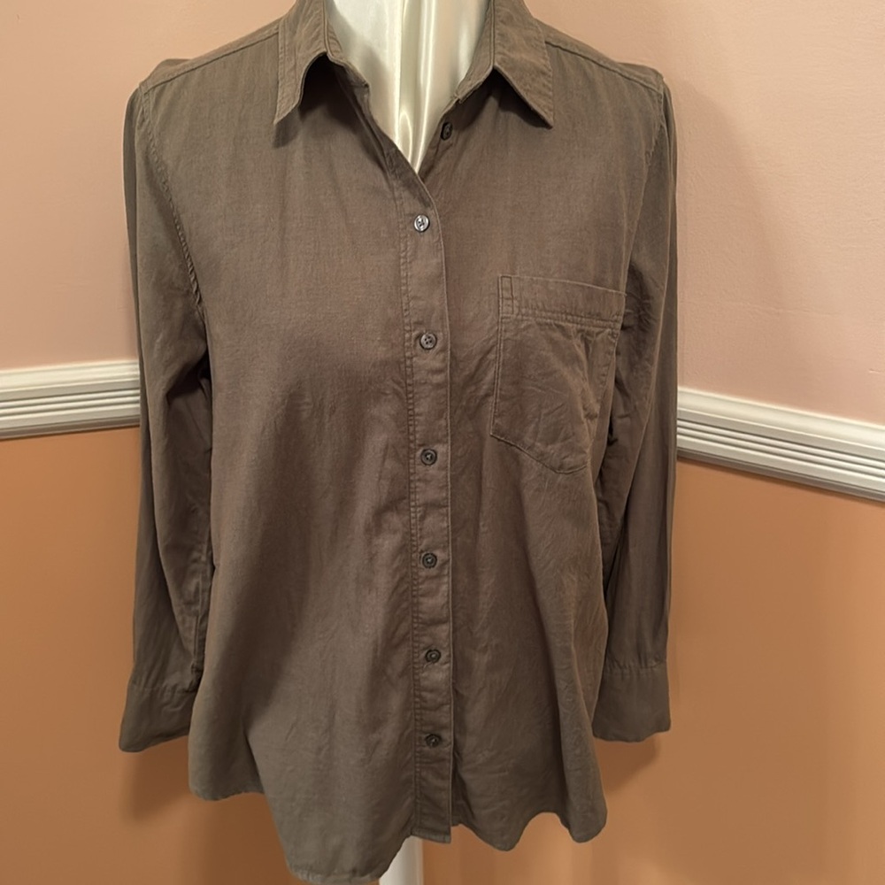 Banana Republic Olive Green Long  Sleeve Boxy Button Down Shirt Size L